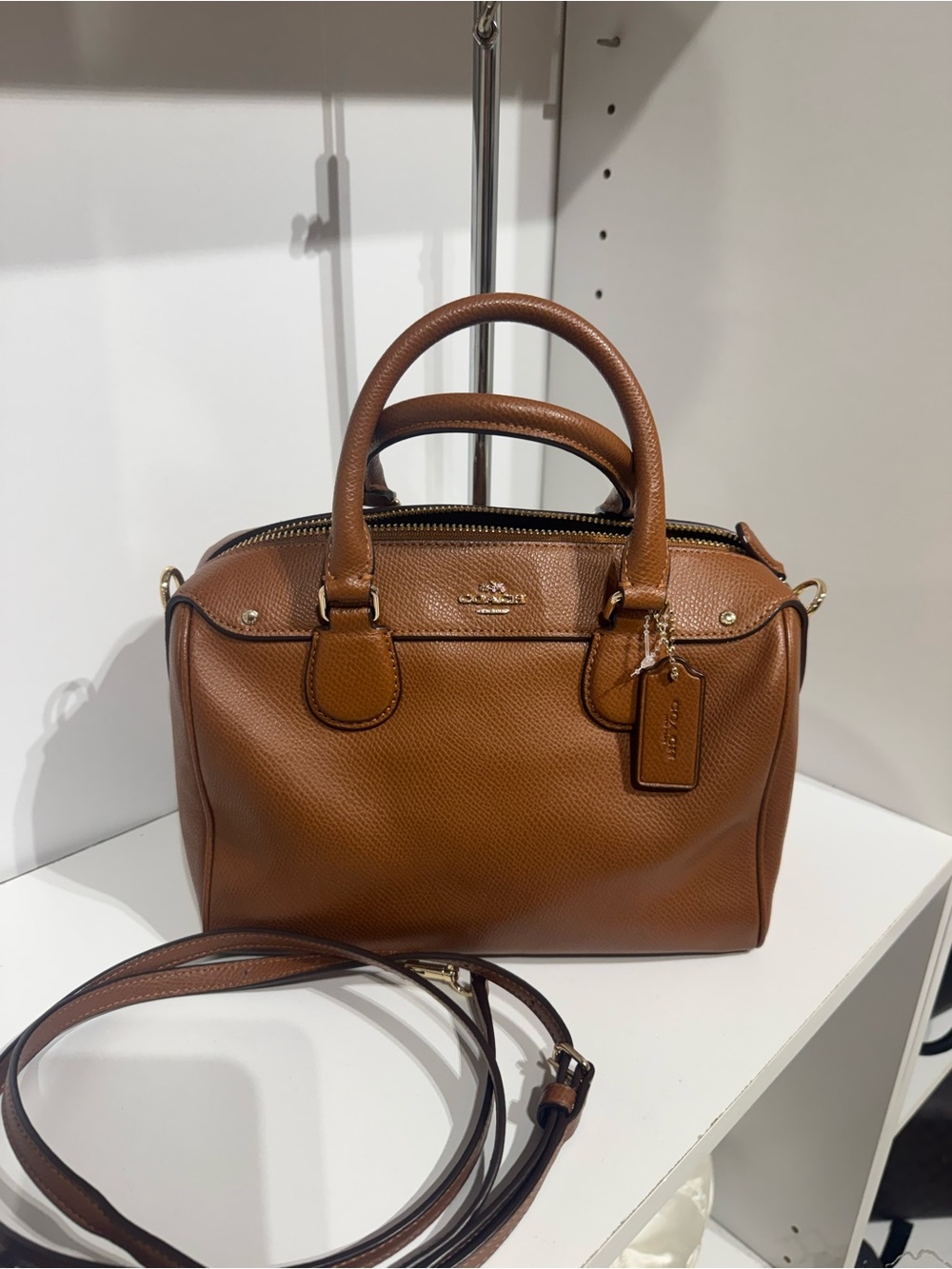 Coach Bennett Brown Pebbled Leather Top-Handle Satchel - Picture 2 of 4